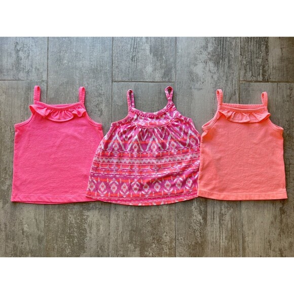 OshKosh B'gosh Other - Set of 3 Lot Toddler Baby Girl Sleeveless Tank Top Cotton Casual Ruffle 24m 2T